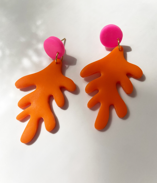 ALGAE ORANGE | Polymerclay Ohrringe | Handgemachte Unikate